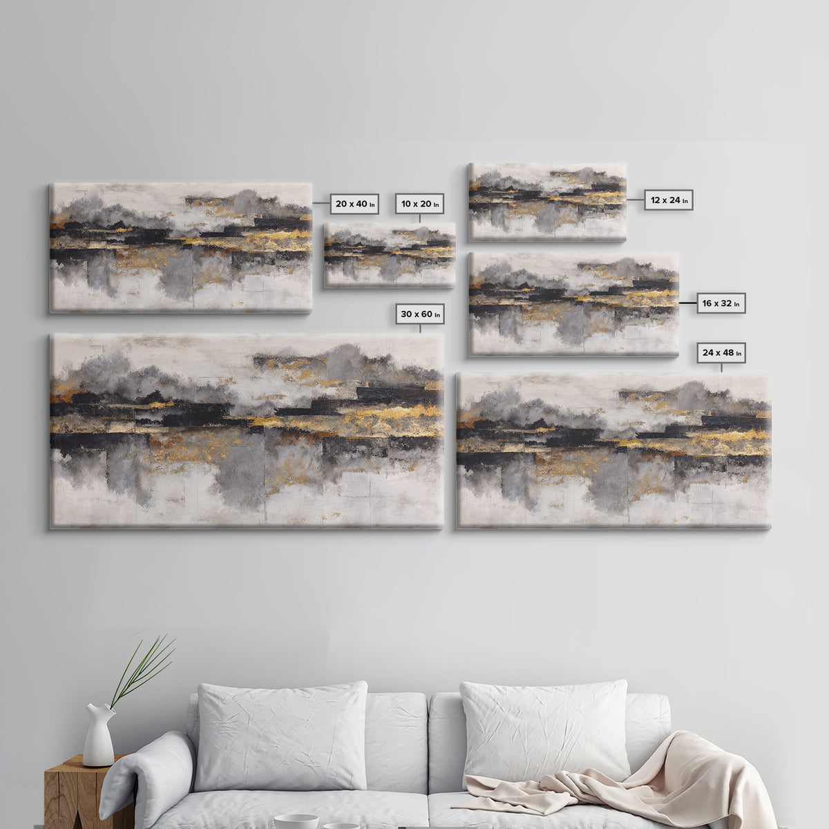 Black Ink Abstract Framed Canvas Print, Monochrome Art, Minimalist Decor, Living Room Decor, Fine Art, Mono, Large Wall Art, MON-2x1-50