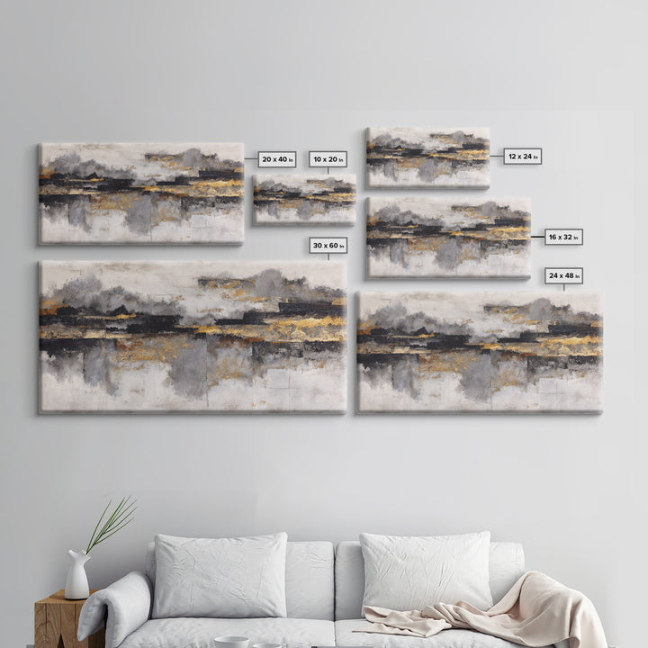 Black Ink Abstract Framed Canvas Print, Monochrome Art, Minimalist Decor, Living Room Decor, Fine Art, Mono, Large Wall Art, MON-2x1-50