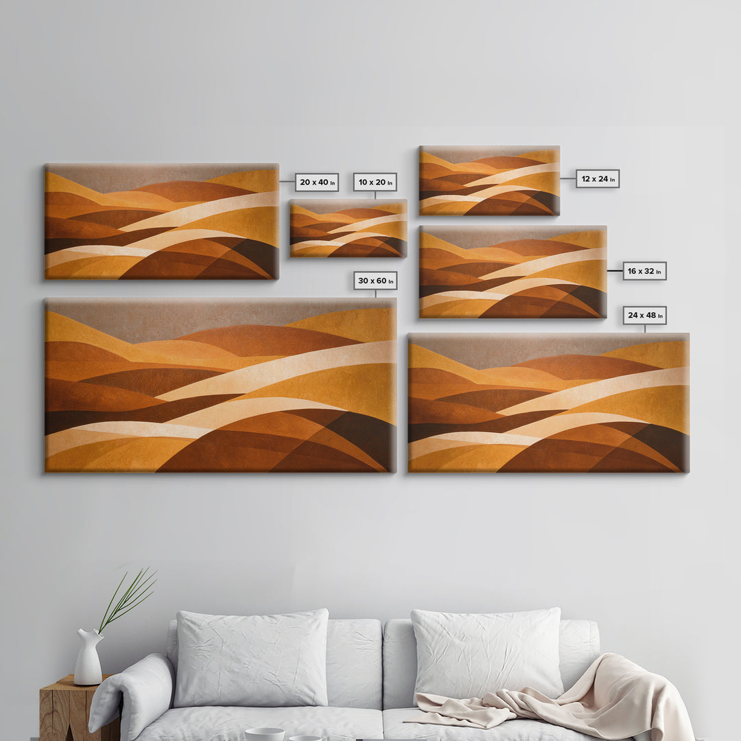 Warm Brown Desert Landscape Canvas Print, Monochrome Art, Mid Century Modern, Living Room Decor, Fine Art, Mono, Boho Wall Art, MON-2x1-53