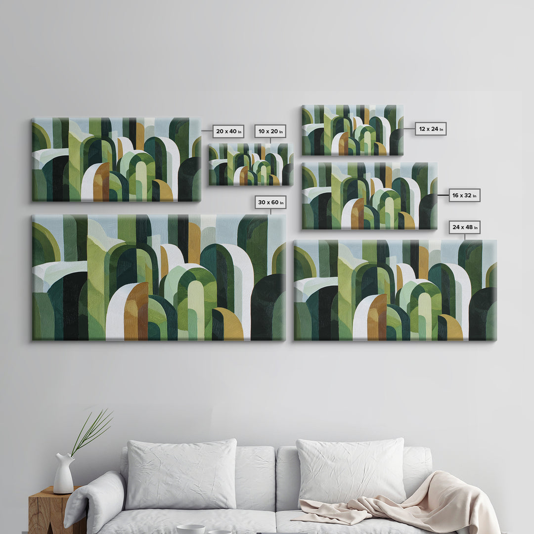 Deep Green Forest Silhouette Study Canvas Print, Monochrome Art, Digital Prints, Living Room Decor, Mono, Apartment Decor, MON-2x1-57
