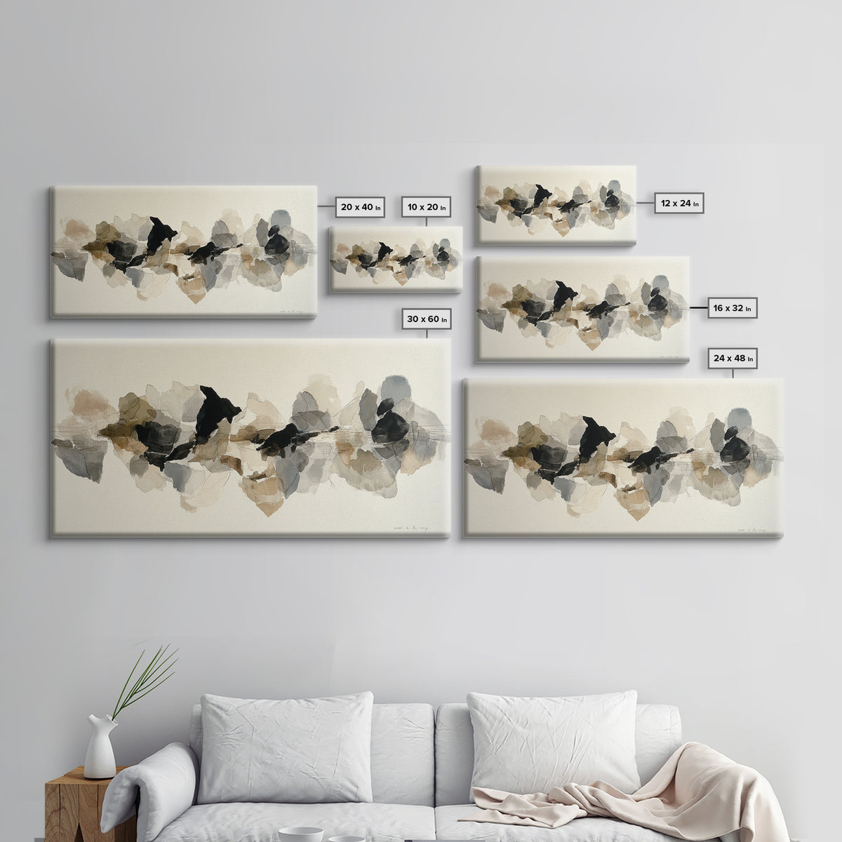 Black Ink Abstract Canvas Print, Monochrome Art, Living Room Decor, Abstract Art, Mono, Apartment Decor, Printable Art, MON-2x1-74