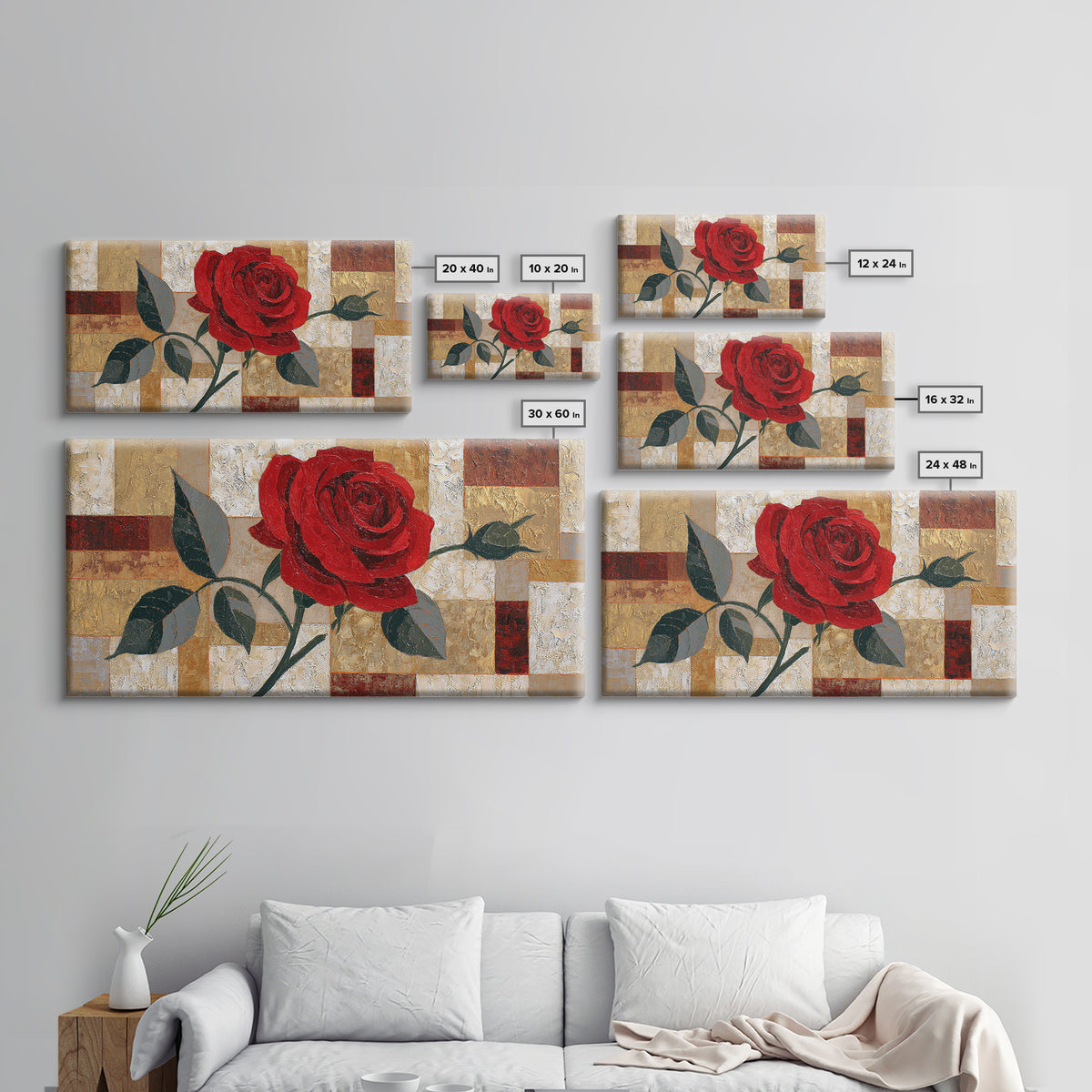 Single Red Rose Rendered Only Framed Canvas Print, Monochrome Art, Statement Artwork, Living Room Decor, Fine Art, Mono, MON-2x1-75