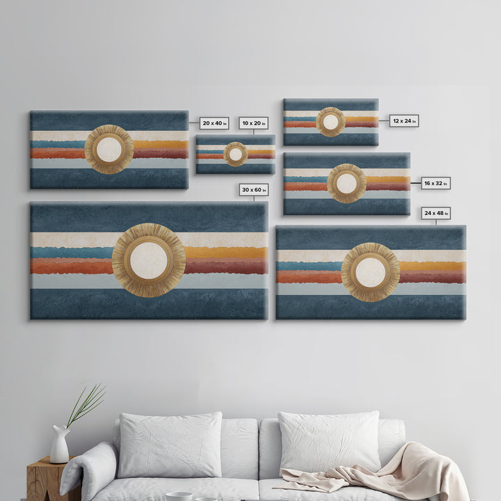 Gold Tonal Sunburst Medallion Canvas Print, Monochrome Art, Wall Art, Living Room Decor, Fine Art, Mono, Abstract Art, MON-2x1-82