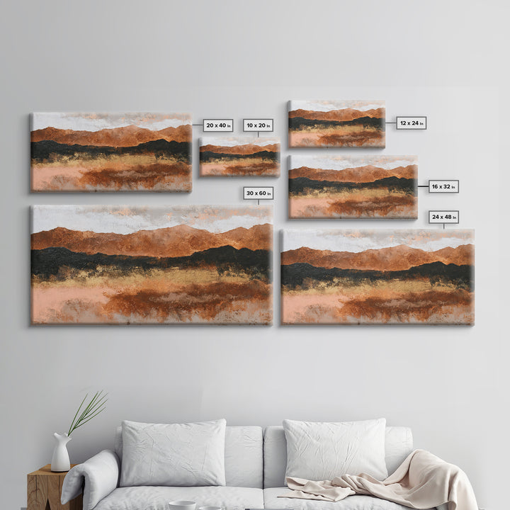 Burnt Orange Canyon Abstraction Framed Canvas Print, Monochrome Art, Printable Art, Living Room Decor, Fine Art, Mono, MON-2x1-84