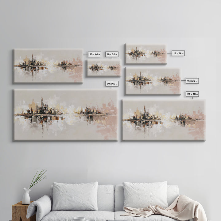 Black and White City Reflection Canvas Print, Monochrome Art, Large Wall Art, Living Room Decor, Mono, Modern Wall Art, MON-2x1-89