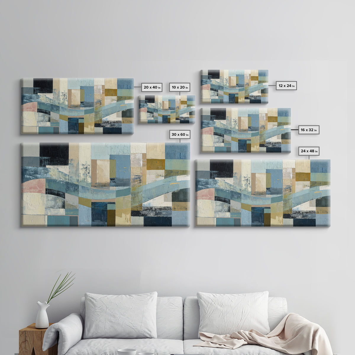 All Blue Ocean Abstraction Canvas Print, Monochrome Art, Original Art, Living Room Decor, Mono, Bird Art, Bedroom Wall Art, MON-2x1-93