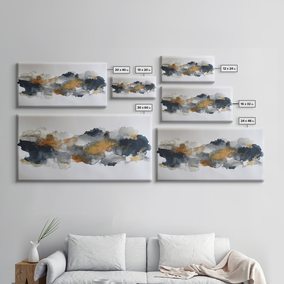 Black Ink Abstract Canvas Print, Monochrome Art, Living Room Decor, Abstract Art, Mono, Apartment Decor, Printable Art, MON-2x1-98