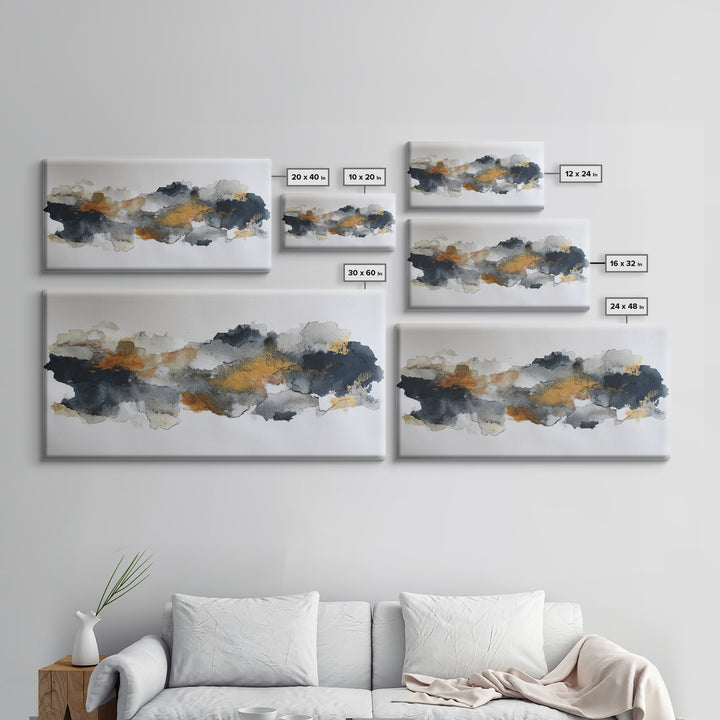 Black Ink Abstract Canvas Print, Monochrome Art, Living Room Decor, Abstract Art, Mono, Apartment Decor, Printable Art, MON-2x1-98
