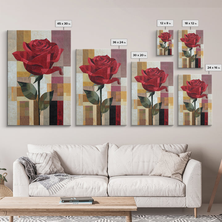 Single Red Rose Rendered Only Canvas Print, Monochrome Art, Gallery Decor, Living Room Decor, Fine Art, Mono, Contemporary Art, MON-2x3-15
