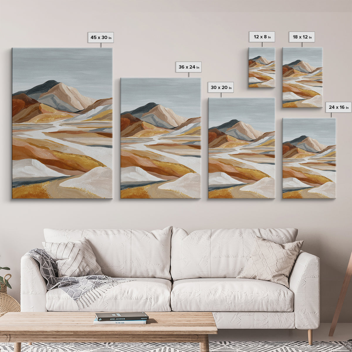 Warm Brown Desert Landscape Framed Canvas Print, Monochrome Art, Art Prints, Living Room Decor, Fine Art, Mono, Apartment Decor, MON-2x3-17