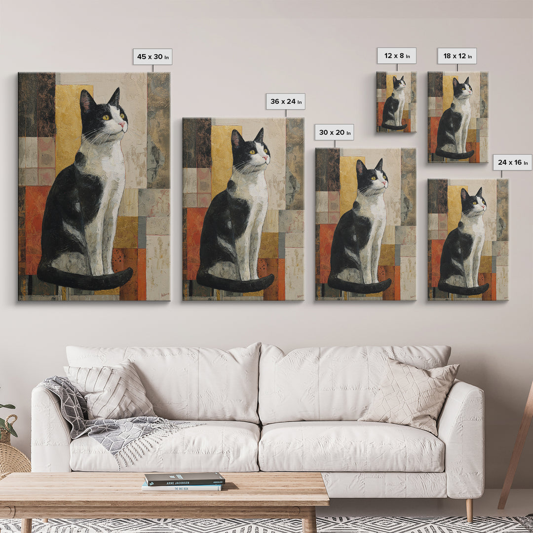 Monochrome Cat Portrait Framed Canvas Print, Monochrome Art, Wall Decor, Living Room Decor, Fine Art, Mono, Wall Art, MON-2x3-19