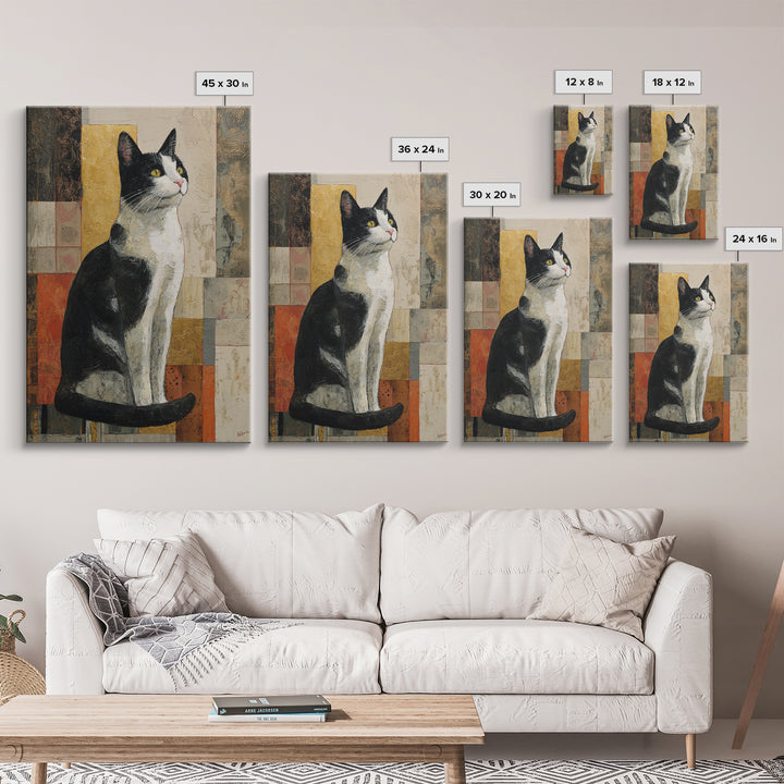 Monochrome Cat Portrait Framed Canvas Print, Monochrome Art, Wall Decor, Living Room Decor, Fine Art, Mono, Wall Art, MON-2x3-19