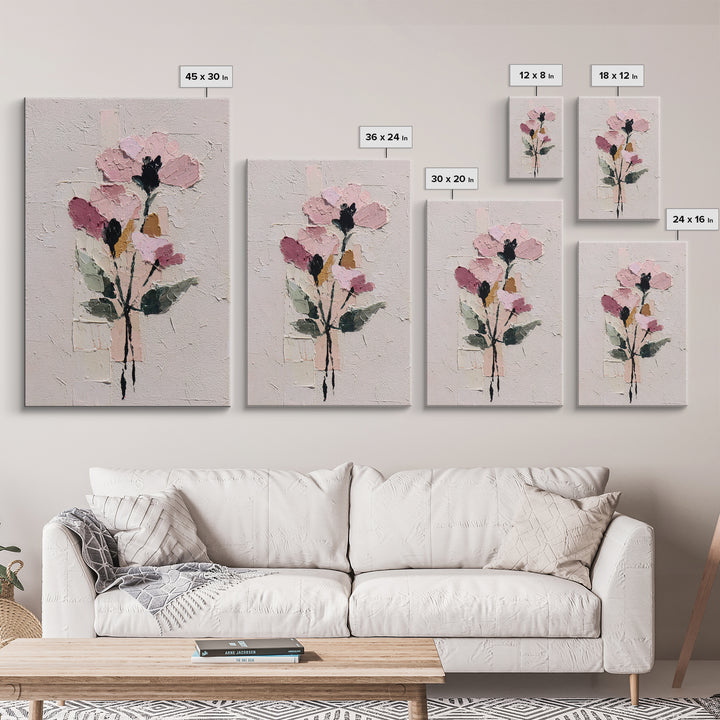 Monochrome Floral Bouquet Framed Canvas Print, Monochrome Art, Statement Artwork, Living Room Decor, Fine Art, Mono, Art Prints, MON-2x3-2
