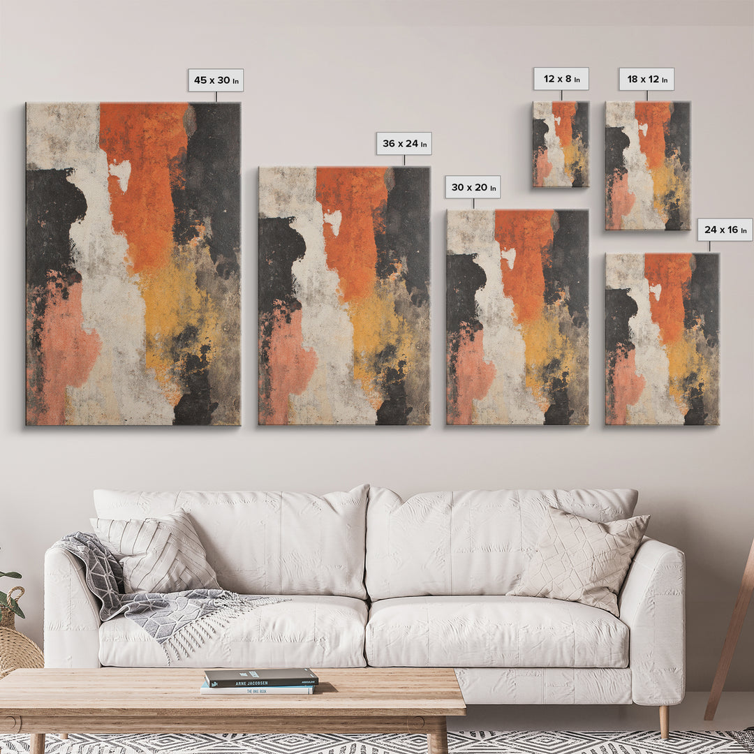 Burnt Orange Canyon Abstraction Framed Canvas Print, Monochrome Art, Bird Art, Living Room Decor, Fine Art, Mono, Boho Decor, MON-2x3-24