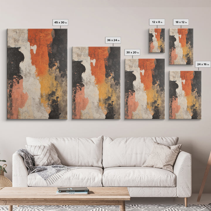 Burnt Orange Canyon Abstraction Framed Canvas Print, Monochrome Art, Bird Art, Living Room Decor, Fine Art, Mono, Boho Decor, MON-2x3-24