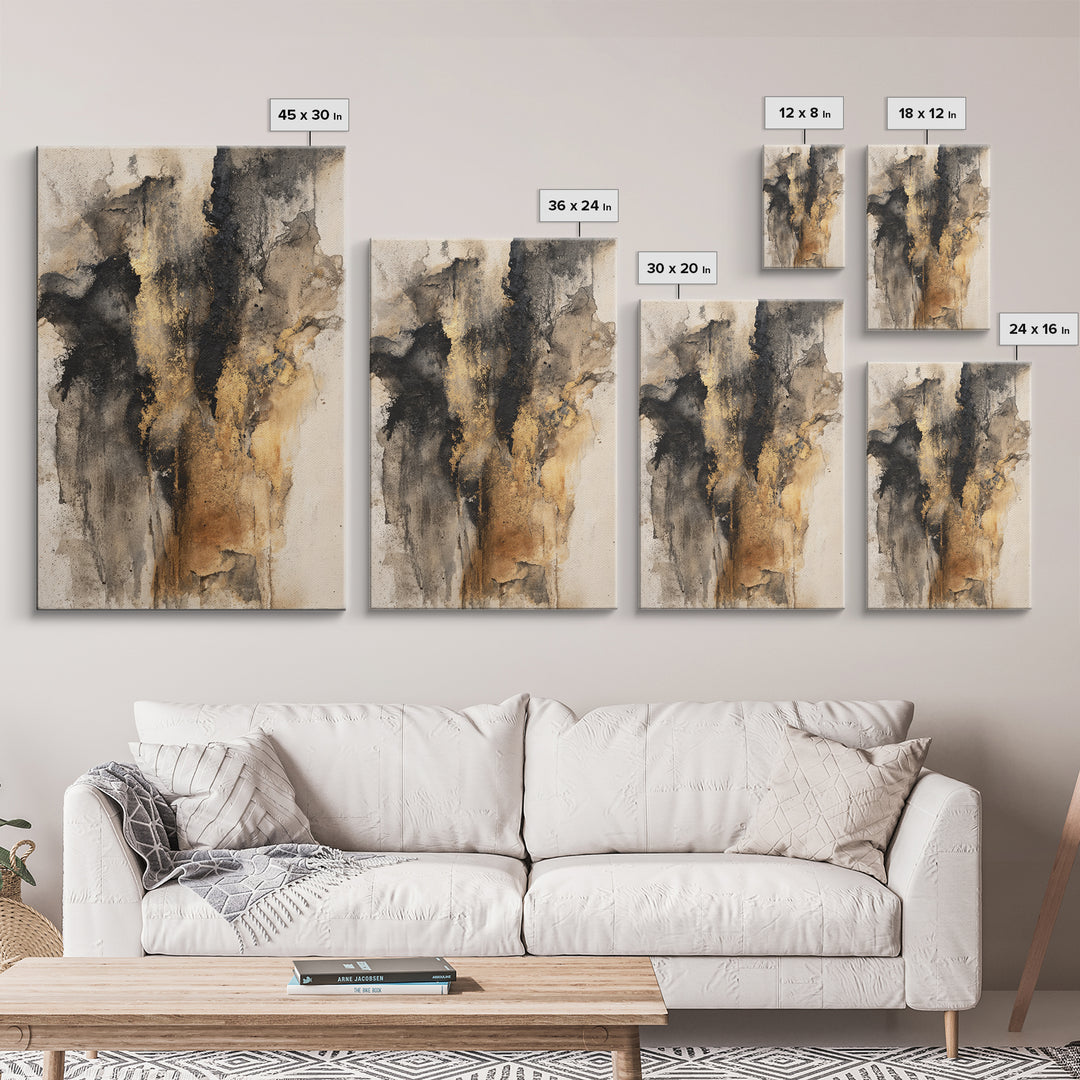 Black Ink Abstract Framed Canvas Print, Monochrome Art, Wall Art, Living Room Decor, Abstract Art, Mono, Bedroom Decor, MON-2x3-38
