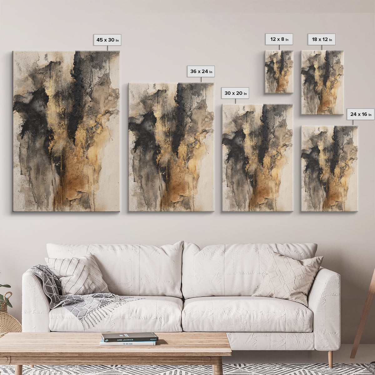 Black Ink Abstract Framed Canvas Print, Monochrome Art, Wall Art, Living Room Decor, Abstract Art, Mono, Bedroom Decor, MON-2x3-38