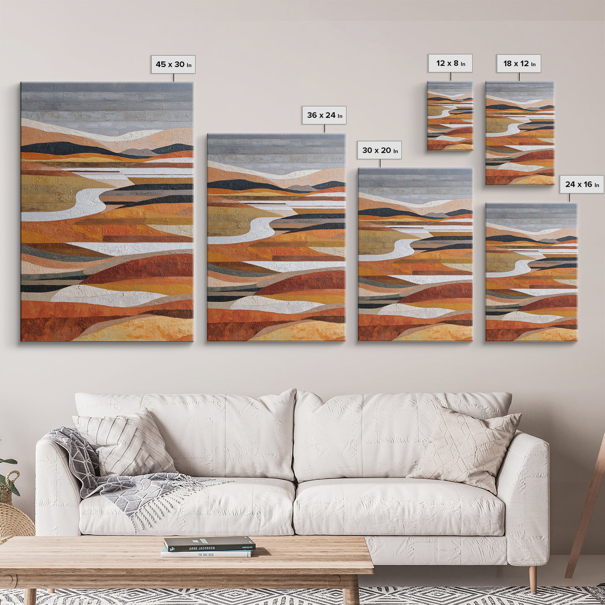 Warm Brown Desert Landscape Framed Canvas Print, Monochrome Art, Art Prints, Living Room Decor, Fine Art, Mono, Apartment Decor, MON-2x3-41