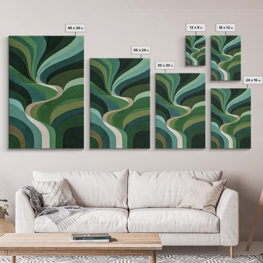 Deep Green Forest Silhouette Study Canvas Print, Monochrome Art, Living Room Decor, Oil Painting, Mono, Printable Art, MON-2x3-45