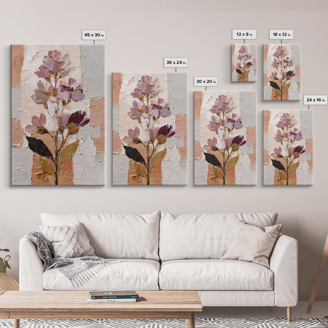 Monochrome Floral Bouquet Canvas Print, Monochrome Art, Living Room Decor, Oil Painting, Mono, Digital Wall Art, MON-2x3-50