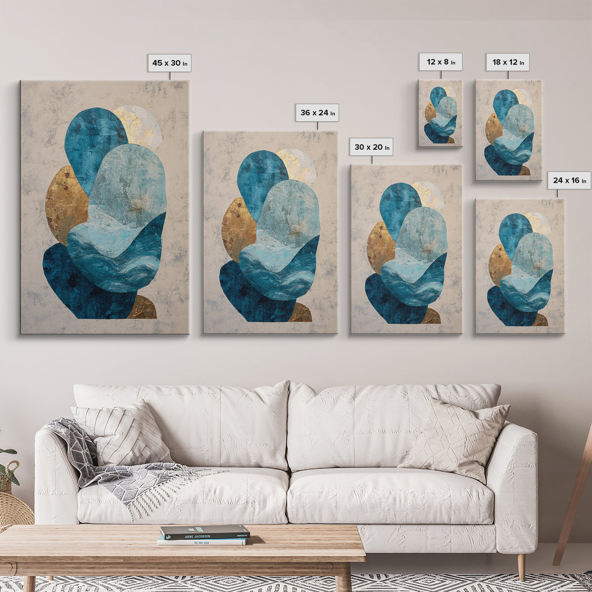 All Blue Ocean Abstraction Canvas Print, Monochrome Art, Bedroom Decor, Living Room Decor, Fine Art, Mono, Abstract Painting, MON-2x3-57