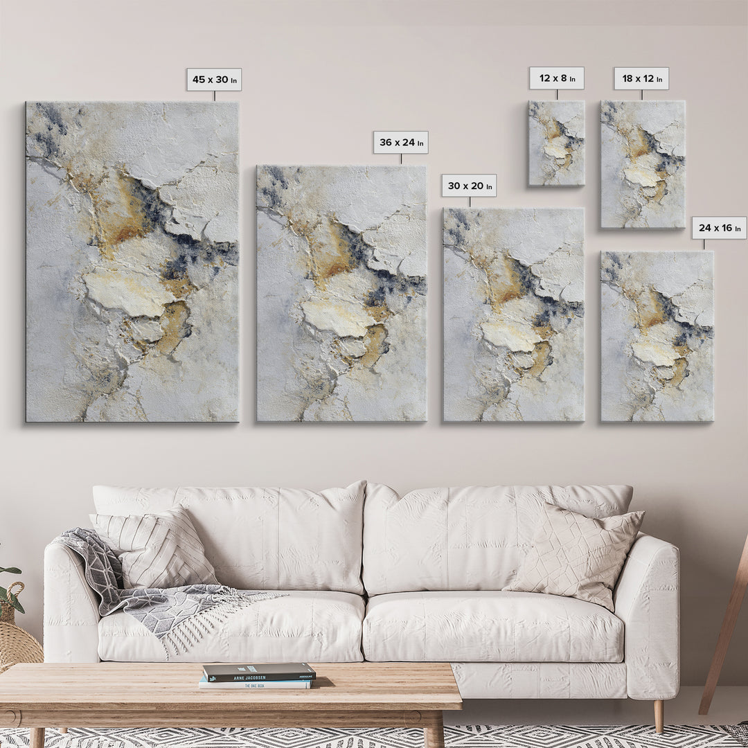 Ivory White Plaster Texture Composition Canvas Print, Monochrome Art, Original Painting, Living Room Decor, Fine Art, Mono, MON-2x3-61