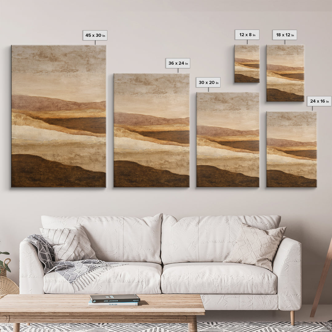 Warm Brown Desert Landscape Canvas Print, Monochrome Art, Digital Wall Art, Living Room Decor, Oil Painting, Mono, MON-2x3-65