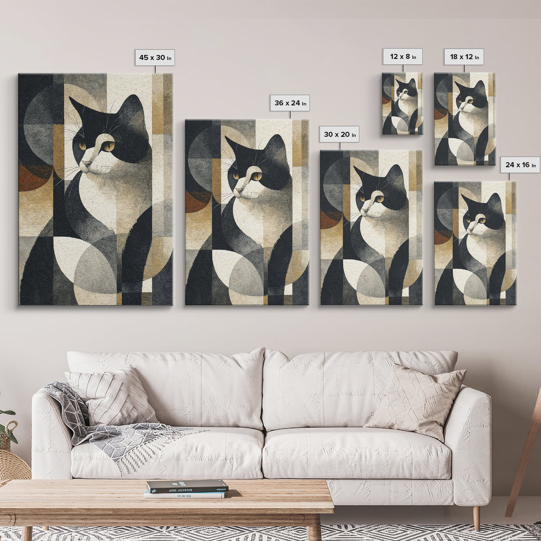 Monochrome Cat Portrait Canvas Print, Monochrome Art, Art Print, Living Room Decor, Mono, Printable Art, Dark Academia Decor, MON-2x3-67