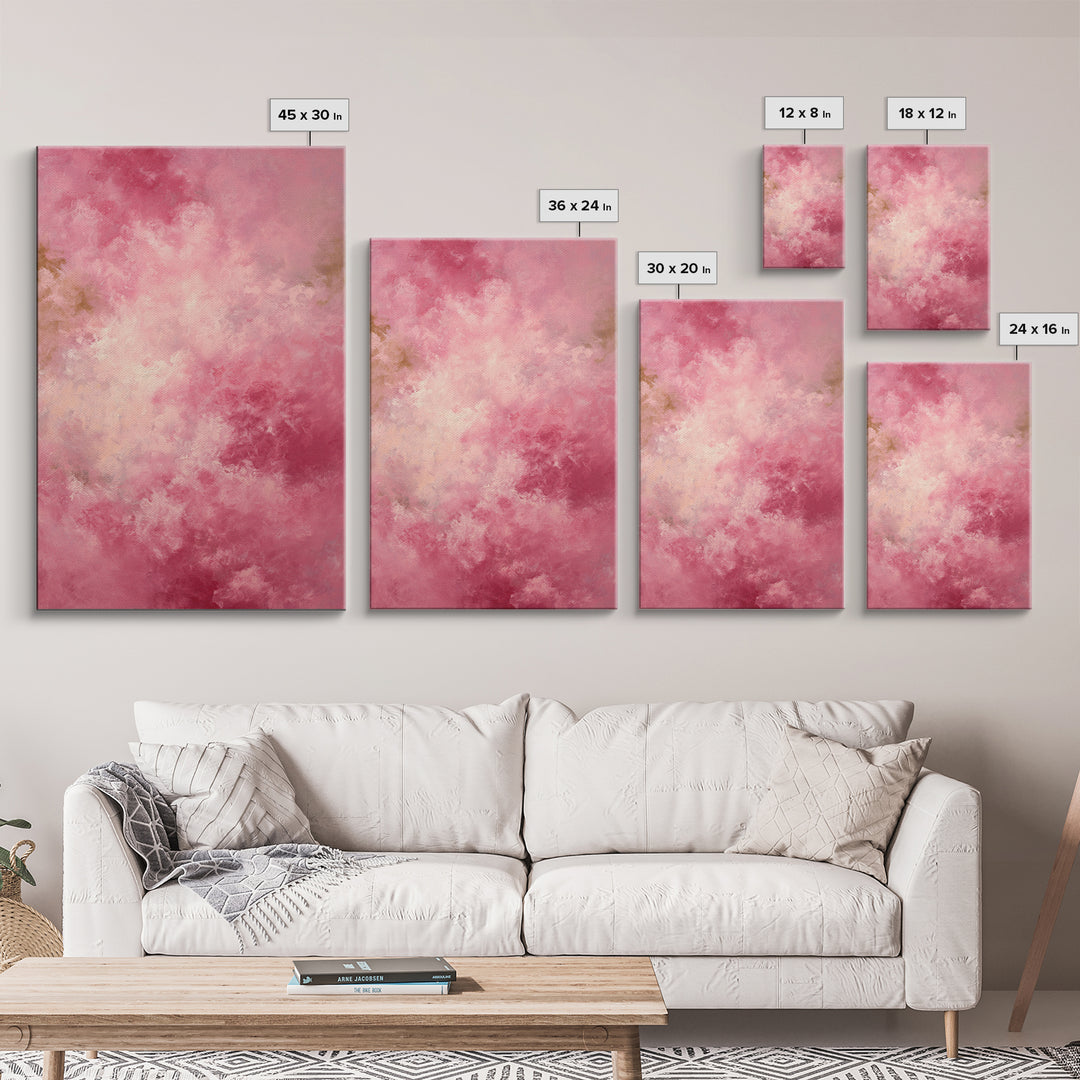 All Pink Cloudscape Framed Canvas Print, Monochrome Art, Mid Century Modern, Living Room Decor, Fine Art, Mono, Boho Wall Art, MON-2x3-68