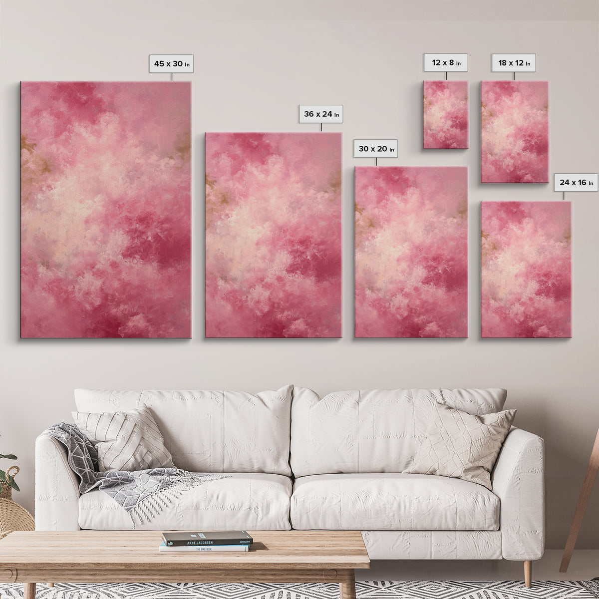 All Pink Cloudscape Framed Canvas Print, Monochrome Art, Mid Century Modern, Living Room Decor, Fine Art, Mono, Boho Wall Art, MON-2x3-68