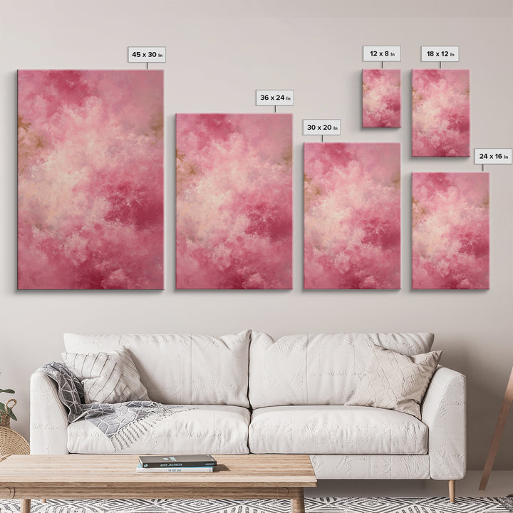 All Pink Cloudscape Framed Canvas Print, Monochrome Art, Mid Century Modern, Living Room Decor, Fine Art, Mono, Boho Wall Art, MON-2x3-68