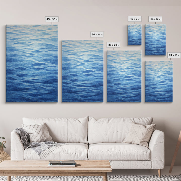 All Blue Ocean Abstraction Canvas Print, Monochrome Art, Bedroom Decor, Living Room Decor, Fine Art, Mono, Abstract Painting, MON-2x3-81