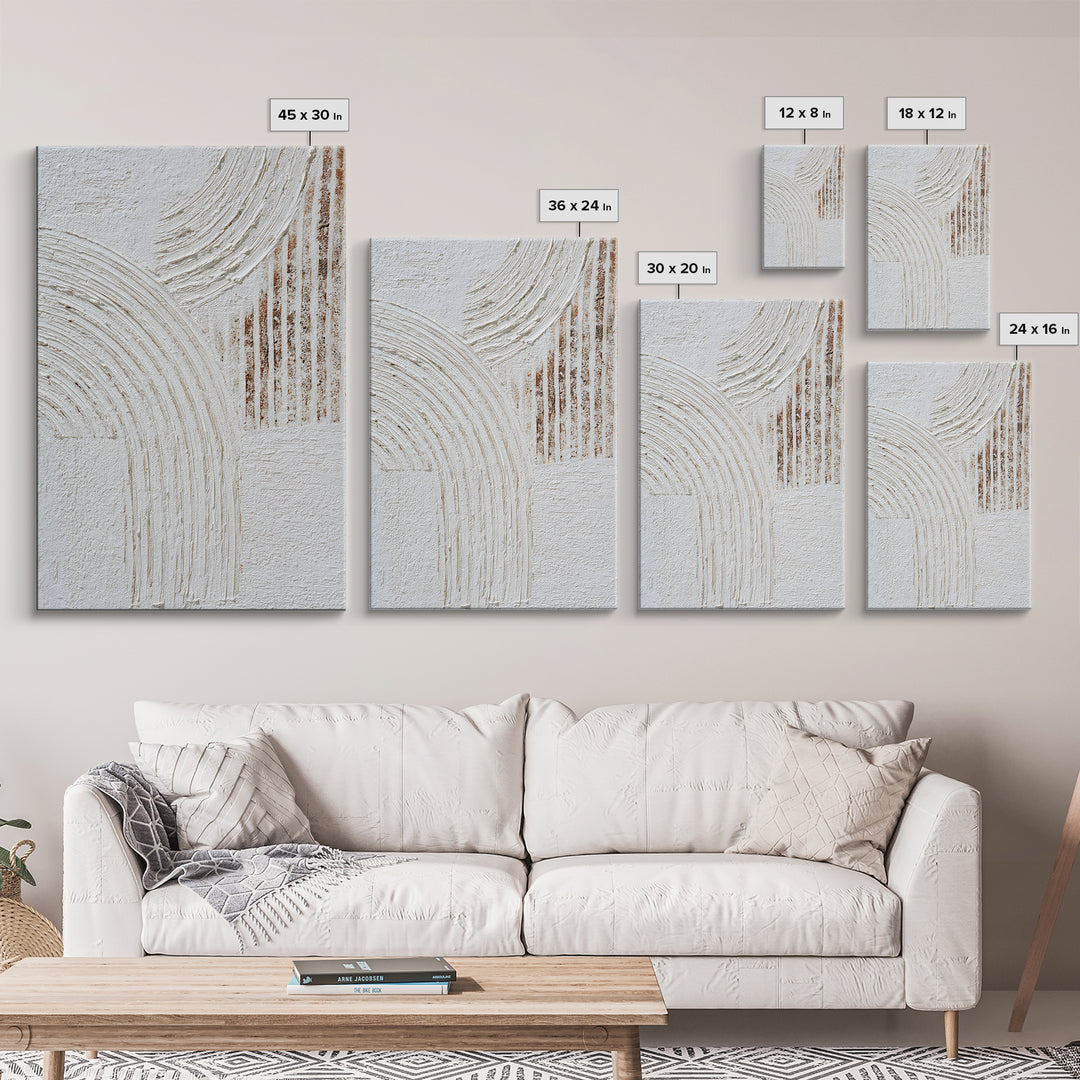 Ivory White Plaster Texture Composition Framed Canvas Print, Monochrome Art, Textured Wall Art, Living Room Decor, Mono, MON-2x3-85