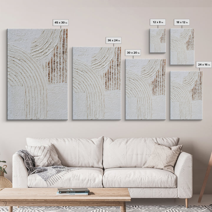 Ivory White Plaster Texture Composition Framed Canvas Print, Monochrome Art, Textured Wall Art, Living Room Decor, Mono, MON-2x3-85