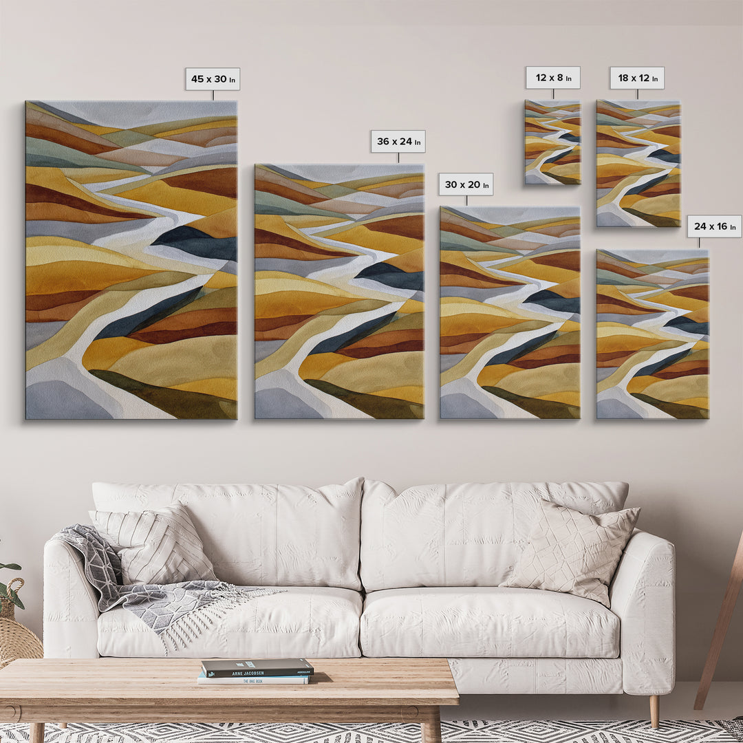 Warm Brown Desert Landscape Framed Canvas Print, Monochrome Art, Digital Print, Living Room Decor, Fine Art, Mono, Modern Art, MON-2x3-89