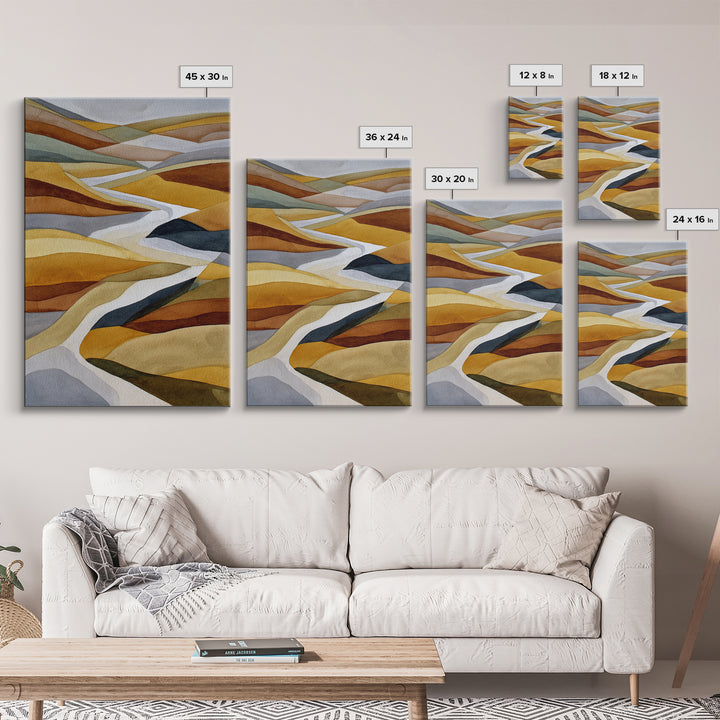 Warm Brown Desert Landscape Framed Canvas Print, Monochrome Art, Digital Print, Living Room Decor, Fine Art, Mono, Modern Art, MON-2x3-89