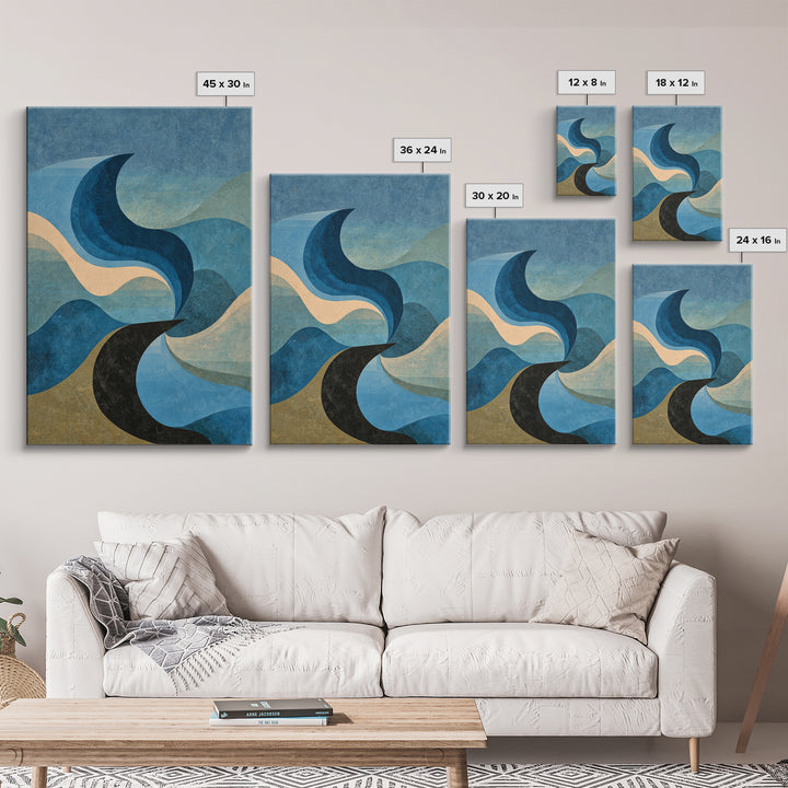 All Blue Ocean Abstraction Canvas Print, Monochrome Art, Poster, Living Room Decor, Fine Art, Mono, Textured Wall Art, MON-2x3-9