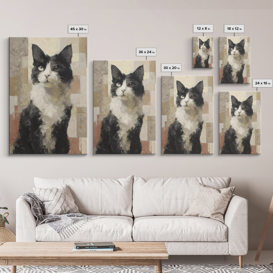 Monochrome Cat Portrait Canvas Print, Monochrome Art, Apartment Decor, Living Room Decor, Fine Art, Mono, Moody Wall Art, MON-2x3-91