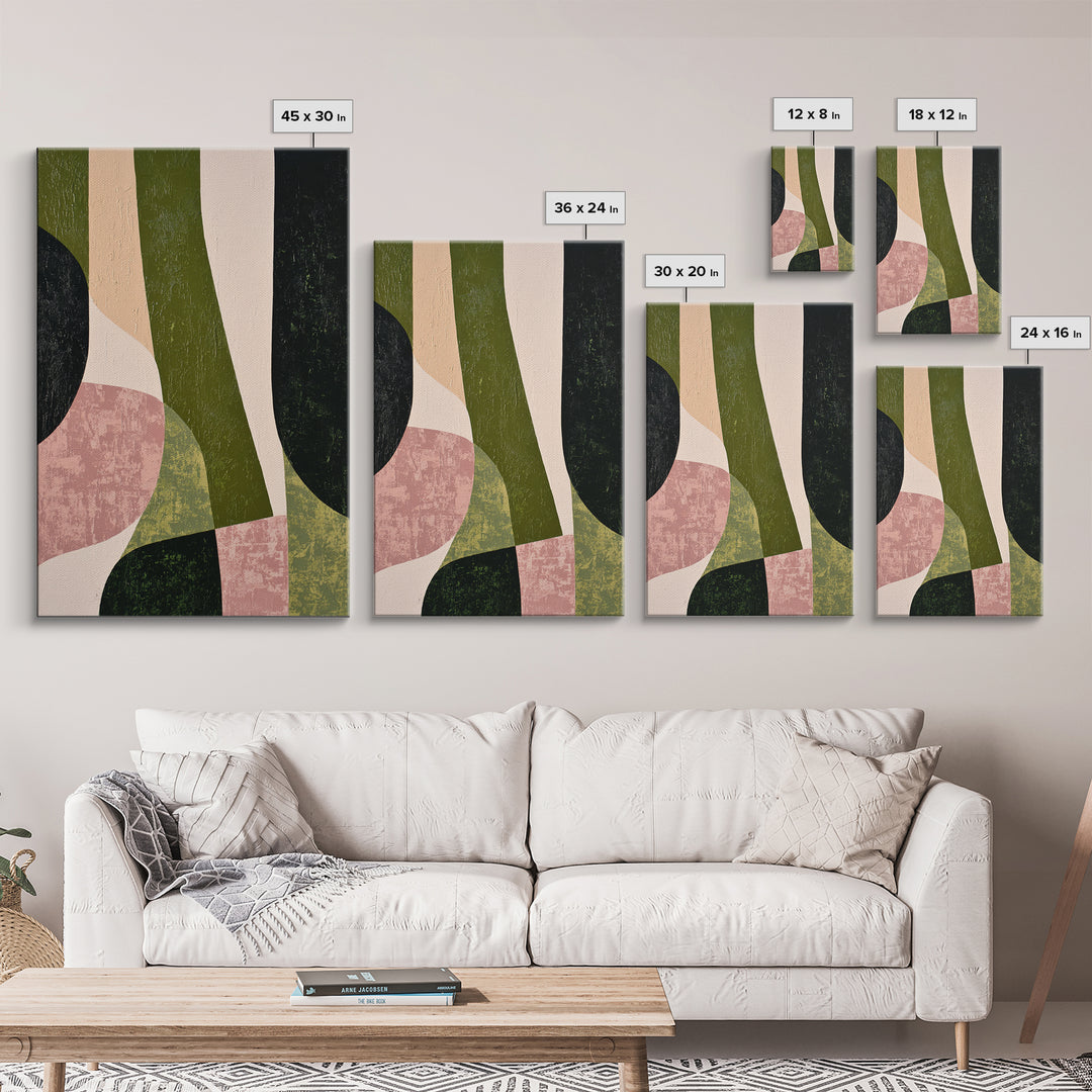 Deep Green Forest Silhouette Study Framed Canvas Print, Monochrome Art, Large Wall Art, Living Room Decor, Fine Art, Mono, MON-2x3-93
