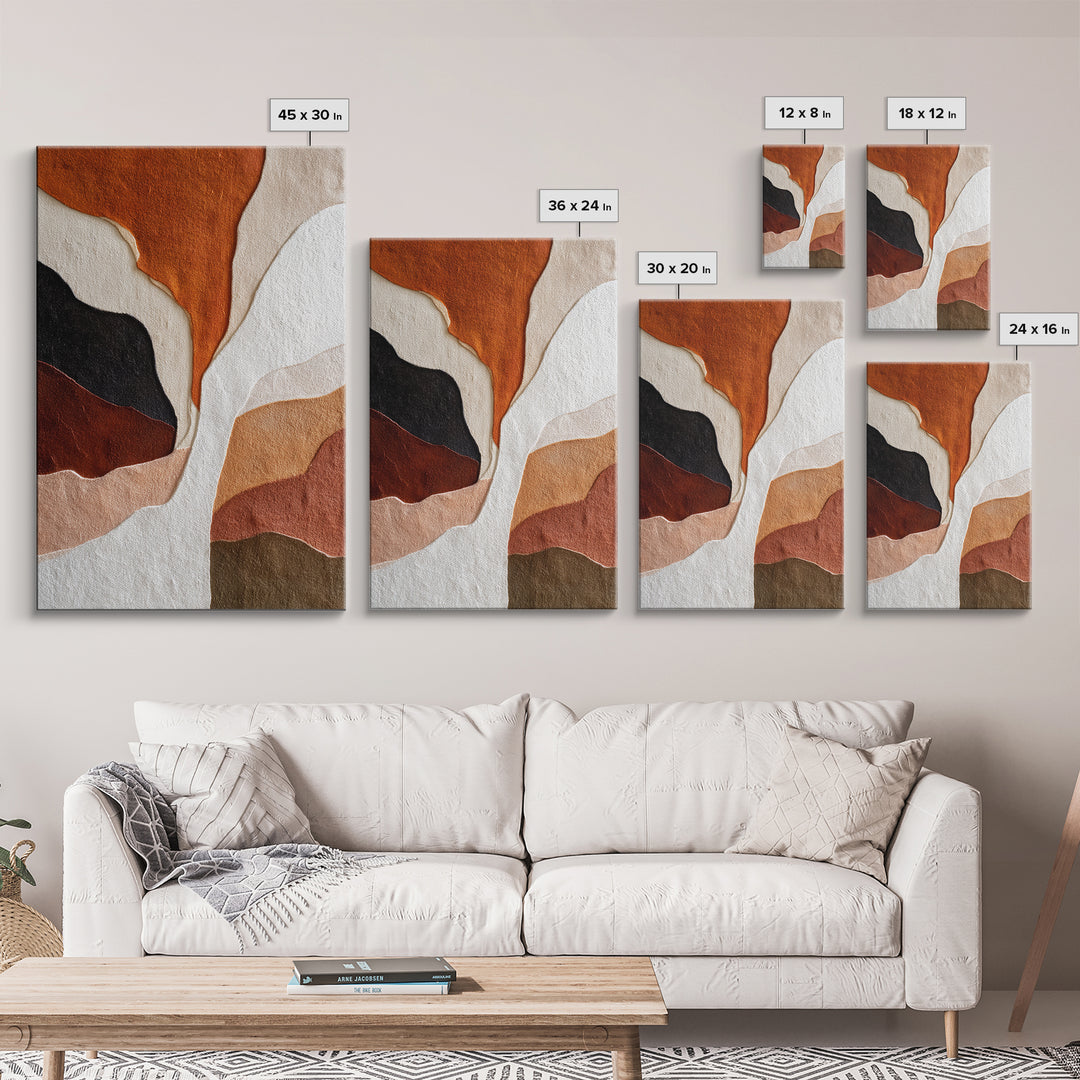 Burnt Orange Canyon Abstraction Canvas Print, Monochrome Art, Original Painting, Living Room Decor, Mono, Dopamine Decor, MON-2x3-96