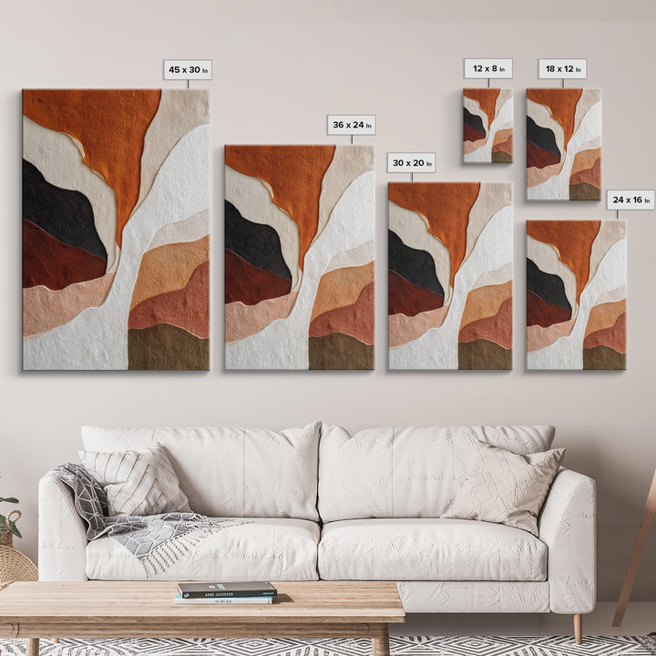 Burnt Orange Canyon Abstraction Canvas Print, Monochrome Art, Original Painting, Living Room Decor, Mono, Dopamine Decor, MON-2x3-96