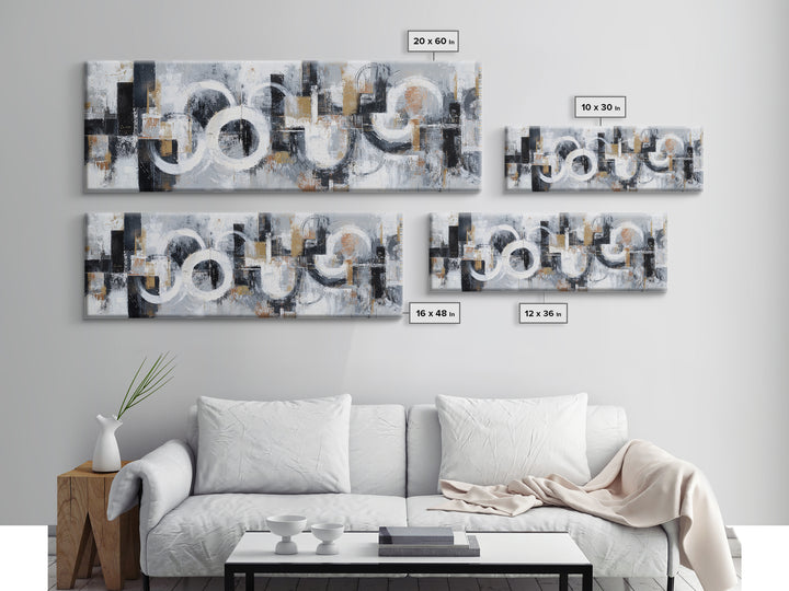 Black and White City Reflection Canvas Print, Monochrome Art, Large Wall Art, Living Room Decor, Mono, Modern Wall Art, MON-3x1-13