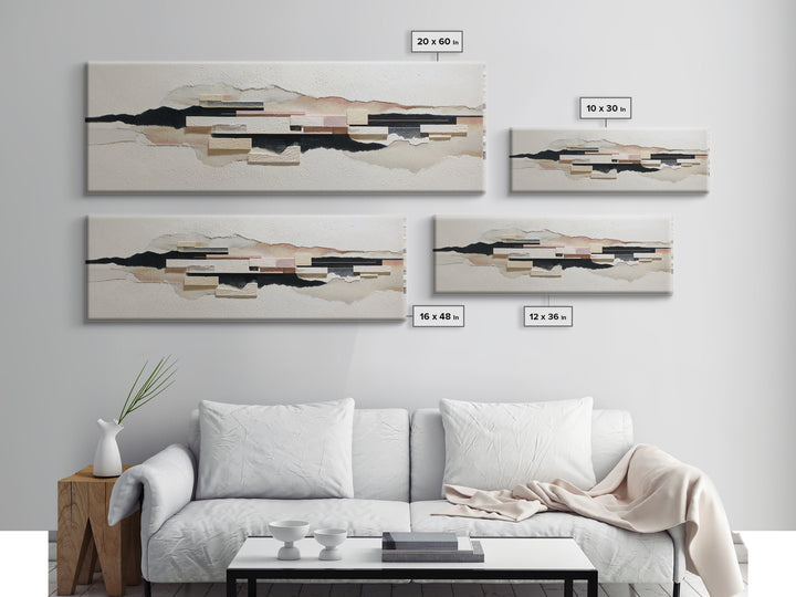 Cream on Cream Minimalist Forms Canvas Print, Monochrome Art, Moody Wall Art, Living Room Decor, Fine Art, Mono, MON-3x1-14
