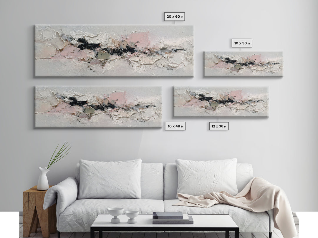 Ivory White Plaster Texture Composition Canvas Print, Monochrome Art, Living Room Decor, Fine Art, Mono, Gallery Decor, MON-3x1-21