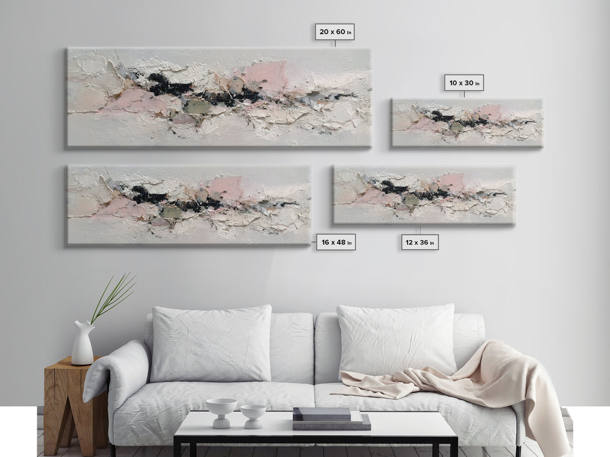 Ivory White Plaster Texture Composition Canvas Print, Monochrome Art, Living Room Decor, Fine Art, Mono, Gallery Decor, MON-3x1-21
