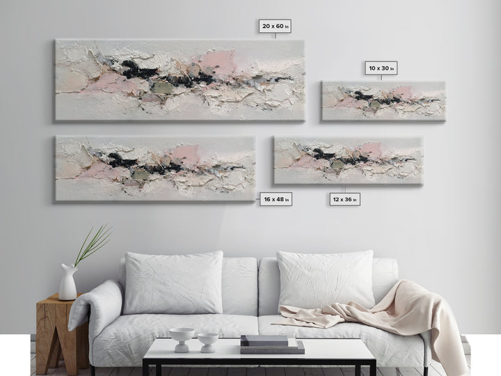 Ivory White Plaster Texture Composition Canvas Print, Monochrome Art, Living Room Decor, Fine Art, Mono, Gallery Decor, MON-3x1-21