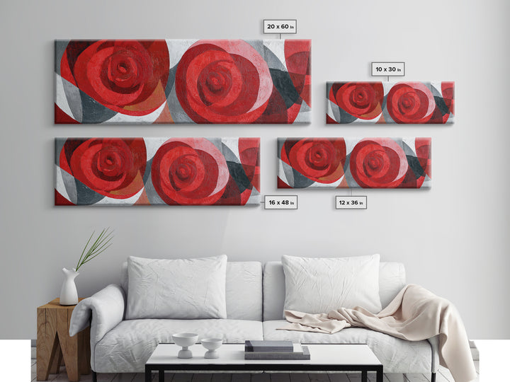 Single Red Rose Rendered Only Framed Canvas Print, Monochrome Art, Statement Artwork, Living Room Decor, Fine Art, Mono, MON-3x1-23