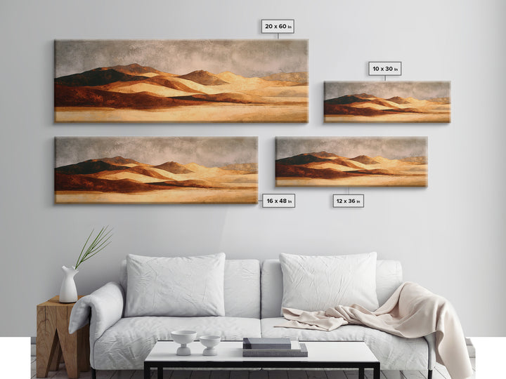 Warm Brown Desert Landscape Canvas Print, Monochrome Art, Dark Academia Decor, Living Room Decor, Fine Art, Mono, Wall Decor, MON-3x1-25