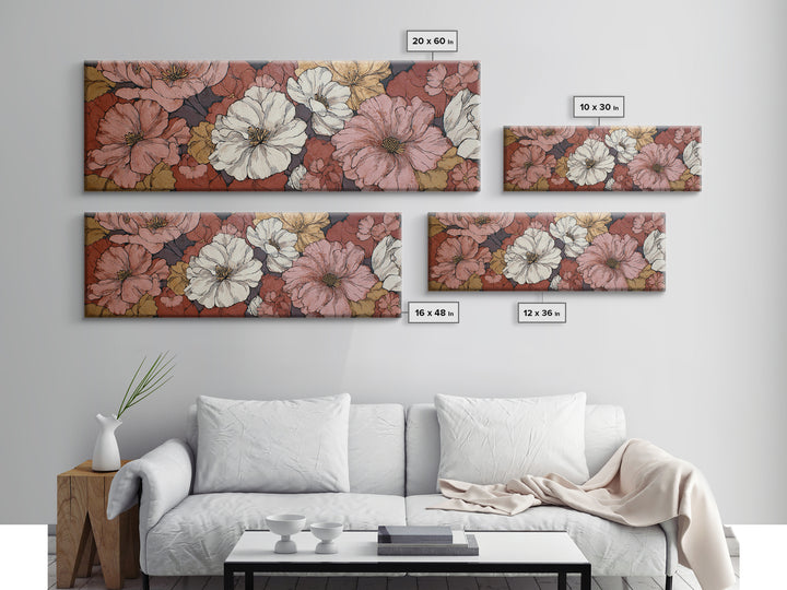 Monochrome Floral Bouquet Canvas Print, Monochrome Art, Printable Wall Art, Living Room Decor, Mono, Dark Academia Decor, MON-3x1-34