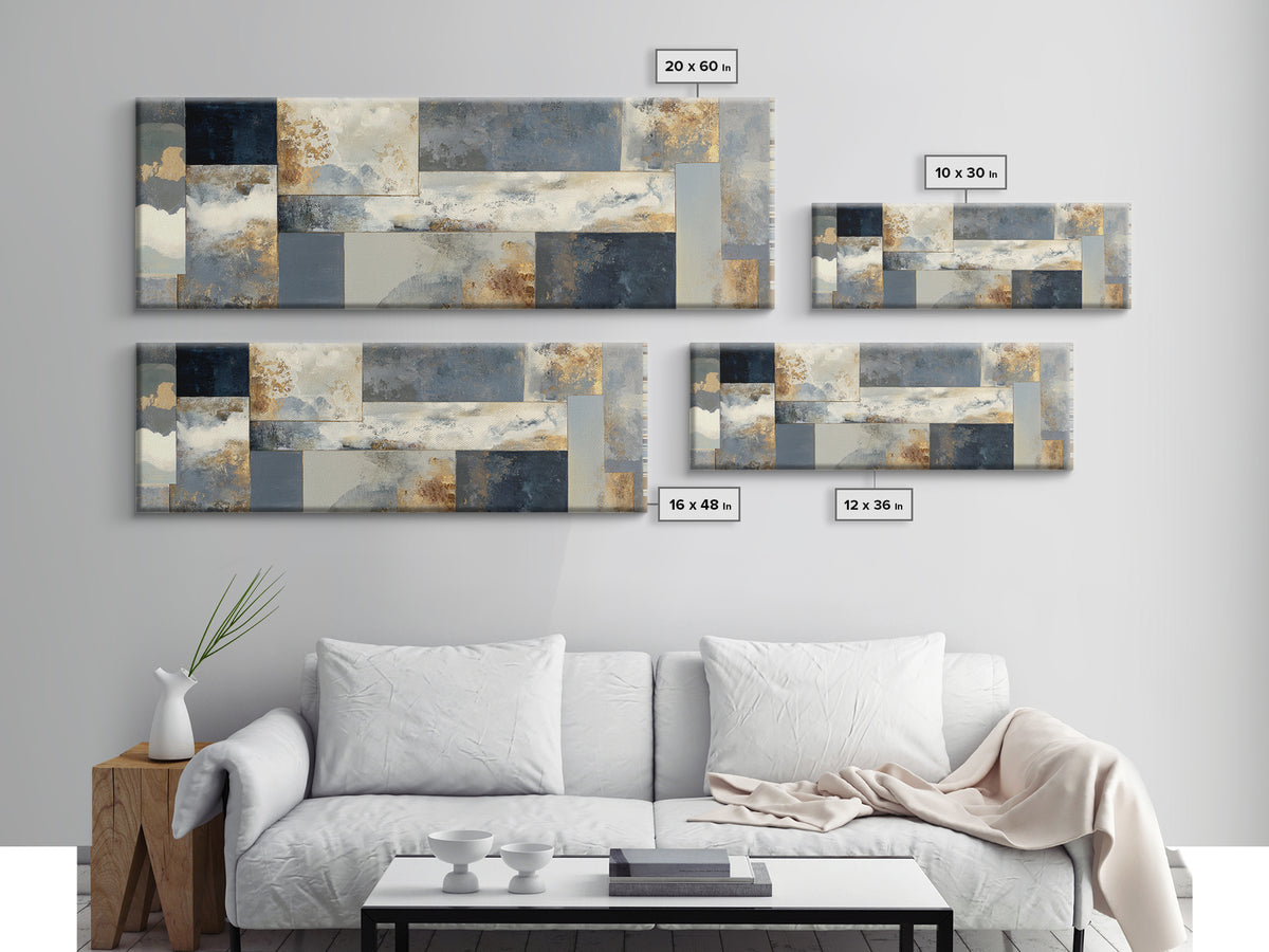Silver Ocean Moonlight Scene Canvas Print, Monochrome Art, Luxury Decor, Living Room Decor, Oil Painting, Mono, MON-3x1-35